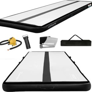 AirTrack Inflatable Gymnastics Mat with Air Pump - 3 ft, 10 ft, 13 ft, 16 ft, 20 ft | Thick Tumbling Track Air Mat For Yoga, Cheerleading, Fitness & Training | Compact Home & Gym Exercise Equipment