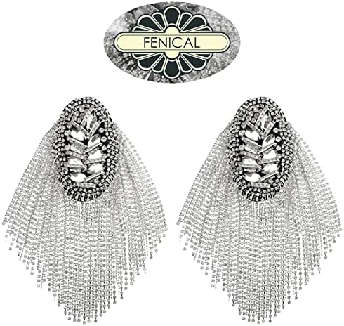 FENICAL Tassel Epaulet Rhinestone Shoulder Board Costume Shoulder Badge Decor for Man Women(Gold) - Image 7