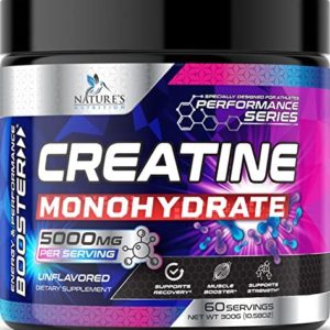 Creatine Monohydrate Micronized Powder 5000mg Per Serv (5g) - Keto Friendly Workout Supplement, Pure Unflavored, Vegan, Nature's Creatine Pre Workout Supplements - 300 Grams - 60 Servings