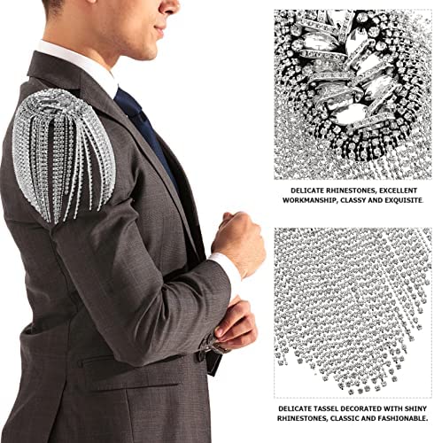 FENICAL Tassel Epaulet Rhinestone Shoulder Board Costume Shoulder Badge Decor for Man Women(Gold) - Image 8