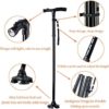 TigerBoss Foldable Ergonomic Walking Cane Crutch for Men & Women, with LED Light, Collapsible Lightweight Adjustable Aluminum Portable Hand Walking Stick with T Handles - Great Balancing Mobility Aid - Image 2