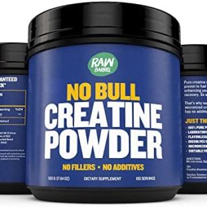 Raw Barrel Creatine Monohydrate Powder - Faster Recovery, Muscle Mass Builder, Increase Volume, Strength, Power - Micronized for Fast Absorption - Pure Pharmaceutical Grade Supplement, 500g, 17.6 oz