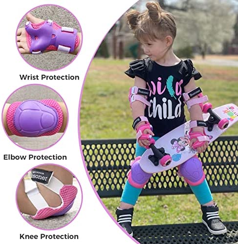 BOSONER Kids/Youth Knee Pads Elbow Pads Guards Set for for Multi Sports Roller Skates Skateboarding. Inline Roller Skating Cycling Biking BMX Bicycle Scooter,Wrist Guards for Multi-Sports Outdoor. - Image 3