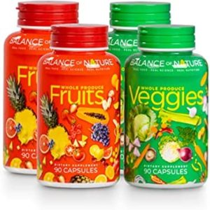 Balance of Nature Fruits and Veggies - Whole Food Supplement with Superfood Fruits and Vegetables for Women, Men, and Kids - 90 Fruit Capsules, 90 Veggie Capsules - 2 Pack