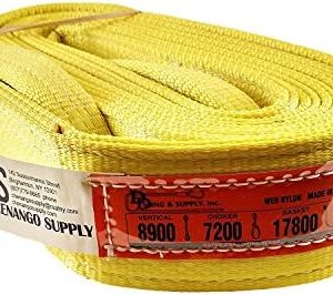 DD Sling. Multiple Sizes! (100% Made in USA) 3" x 18', 2 Ply, Nylon Lifting Sling, Eye & Eye, Heavy Duty (900 Webbing), 8,900 lbs Vertical, 7,200 Choker, 17,800 Basket (3"x18')