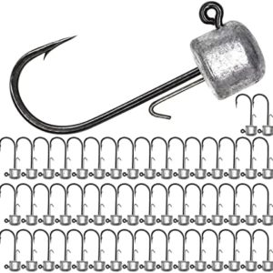 50 Pack Ned Rig Jig Hook Kits, Jig Heads for Soft Lures, Standard Fishing Jig Hooks, 3/8oz 1/8oz 1/6oz 1/4oz