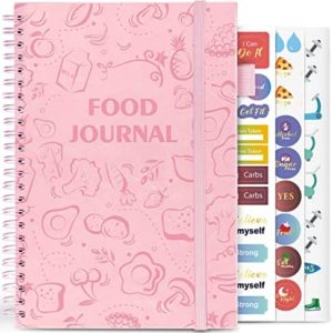 EPEWIZD Food Journal for Women Weight Lose Journal Wellness Meal Planner A5 Size Food Dairy Calories Counter Book Hardcover Workout Planner Tracking Progress Undated-Pink