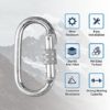 EMEKIAN Oval Indoor Outdoor Climbing Carabiner, Screw Locking Heavy Duty Safety Caribeener Clips, 25 KN (5600 LBS) for Hammock, Rope, Hiking, Camping - Image 2