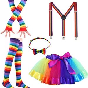 Faylapa 1970s 1980s Fancy Outfits Rainbow Costume Accessories Christmas tutu skirt for Cosplay Christmas decoration Party
