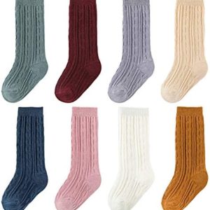 Toddler Knee High Socks Baby Little Girls Thick Cable Knit Cotton Stockings 0-5T