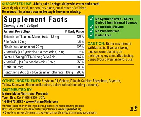Nature Made Super B Energy Complex, Dietary Supplement for Brain Cell Function Support, 60 Softgels, 60 Day Supply - Image 6