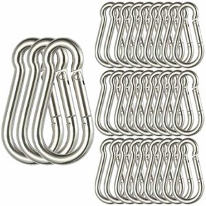 MFOREVER 30 Pack Spring Snap Hook 304 Stainless Steel Carabiner Camping Hiking Traveling Fishing, Small Carabiners for Dog Leash Harness (1.57 inch-30pack)