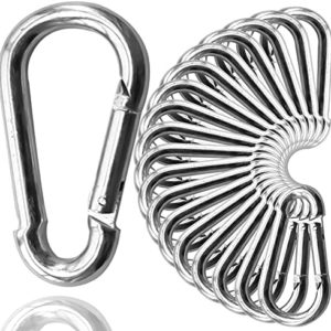 30Pack Heavy Duty Spring Snap Hooks 4Inch, 3/8” Carabiner Clips for Swing, Large Steel Chain Quick Links Safety Buckle Connector for Hammock Fitness Gym Outdoor Boating, M10 Snap Hook Carabiners