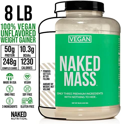 Naked Vegan Mass – Natural Vegan Weight Gainer Protein Powder – 8lb Bulk, GMO Free, Gluten Free, Soy Free & Dairy Free. No Artificial Ingredients – 1,230 Calories – 11 Servings - Image 3