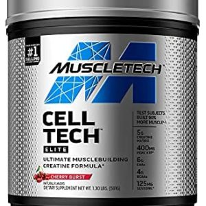 Creatine Powder | MuscleTech Cell-Tech Elite Creatine Powder | Post Workout Recovery Drink | Muscle Builder for Men & Women | Creatine HCl Supplement | Cherry Burst (20 Servings)