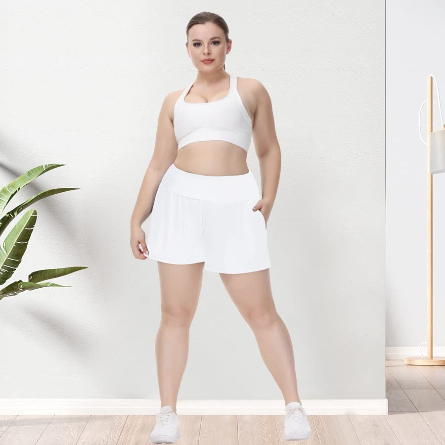 Hanna Nikole Women Plus Size Athletic Workout Shorts Quick-Dry Lounge Shorts with Pockets - Image 2