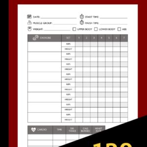 Workout Log Book: Gym Weight Lifting Log Book and Workout Journal for Bodybuilding Weightlifting & Home Workout Motivation | Gym Planner Exercise ... Book Gifts) | Red Black Design 120 Pages