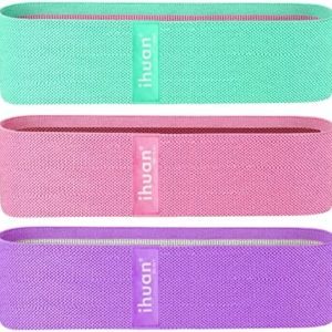 ihuan Resistance Bands for Legs and Butt, 3 Levels Exercise Band, Anti-Slip & Roll Elastic Workout Booty Bands for Women Squat Glute Hip Training