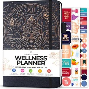 Legend Wellness Planner & Food Journal – Daily Diet & Health Journal with Weight Loss, Measurement & Exercise Trackers – Lifestyle & Nutrition Diary – Lasts 6 Months, A5 size – Mystic Grey