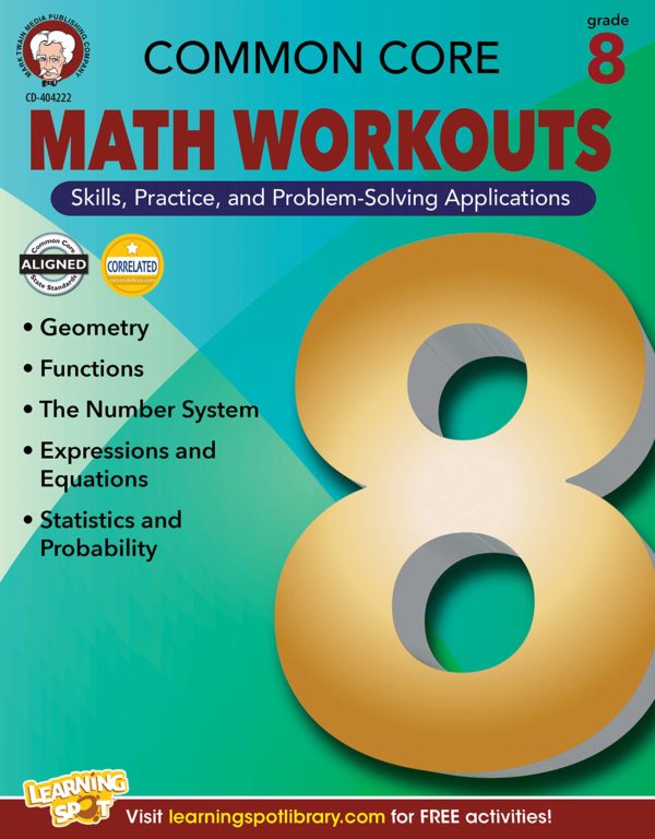 Mark Twain Common Core Math Workouts Resource Book, Grade 8, Ages 13 - 14, 64 Pages