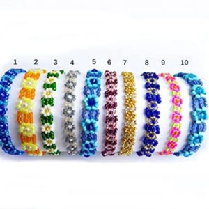 Colorful Flower-Power Beaded Daisy-Chain Anklets, Thin Beaded Flower Bracelets (2)