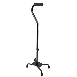 Dynarex Quad Cane with Large Base, Provides Maximum Mobility Support in a Stable One-Hand Walking Aid, 300 Pound Weight Capacity, Black, 1- Dynarex Quad Cane with Large Base.