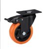 Casters, 4" Caster Wheels，Casters Set of 8 Heavy Duty - ASRINIEY Orange Polyurethane Castors, Top Plate Swivel Wheels, 8-Pack Industrial Casters with Brake, Locking Casters for Furniture and Workbench - Image 7