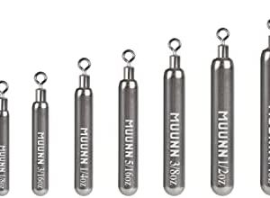 MUUNN 10 Pack Tungsten Free Rig Skinny Drop Shot Weights,Raindrop Free Rig Fishing Sinkers kit for Drop Shot Rig,97% Density Tungsten Fishing Weights