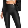 CRZ YOGA Women Matte Faux Leather Leggings 26.5 Inches - No Front Seam High Waisted Stretch Workout Pleather Tights Pants - Image 3