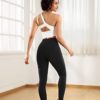 RIOJOY Women Crossover Leggings High Cross Waisted Tummy Control Buttery Soft Sports Gym Workout Running Yoga Pants - Image 4