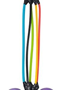 Lixada Fitness Bands Pedal Resistance Band Elastic Pull Rope 5-Tube 100lbs Adjustable Exercise at Home Gym Yoga Workout Equipment for Abdomen Waist Arm Leg Stretching Slimming Training Weight Losing