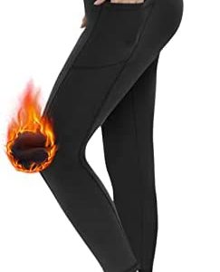 LalaHooK Fleece Lined Winter Leggings with Pockets for Women,High Waisted Tummy Control Soft Thermal Warm Hiking Yoga Pants