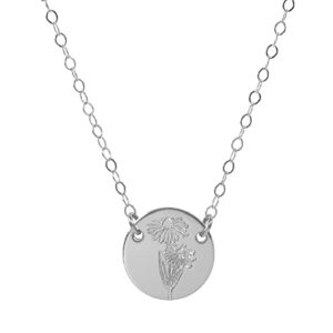 StyledU April Birth Flower Necklace, Sterling Silver Daisy Necklaces, Personalized Birth Month Flower Jewelry, April Birthday Gift for Women