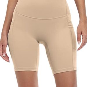 Colorfulkoala Women's High Waisted Seamless Biker Shorts with Pockets 8" Inseam Workout & Yoga Tights