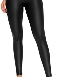 CRZ YOGA Women Matte Faux Leather Leggings 26.5 Inches - No Front Seam High Waisted Stretch Workout Pleather Tights Pants