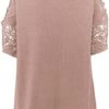 Womens Tops Casual Dressy Cold Shoulder Short Sleeve Zip Up V Neck Spaghetti Straps Tunic Summer T Shirt Blouse - Image 2