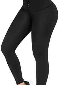 FeelinGirl High Waist Tummy Control Leggings for Women Waist Trainer Corset Compression Yoga Pants with Pockets