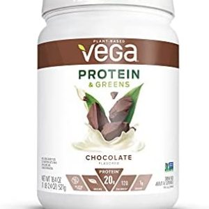 Vega Protein and Greens Vegan Protein Powder Chocolate (16 Servings) - 20g Plant Based Protein Plus Veggies, Vegan, Non GMO, Pea Protein for Women and Men, 1.2lb (Packaging May Vary)