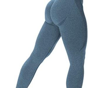 QOQ Women's Seamless Leggings High Waist Gym Running Vital Yoga Pants Butt Lift Workout Tights Tummy Control