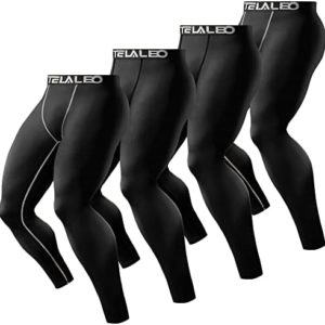 TELALEO 6, 5 or 4 Pack Men's Compression Pants Leggings Sports Tights Athletic Baselayer Workout Running