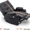 MCombo Large Power Swivel Glider Rocker Recliner Chair with Massage and Heat for Nursery and USB Ports, Cup Holders and Pockets, Faux Leather 7748 (Black, Large) - Image 8