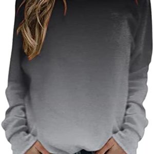 Fall Jacket Women Warm Womens Fashion Gradient Print Hooded Sweatshirt Long Sleeve Pullover Soft Womens Shirts