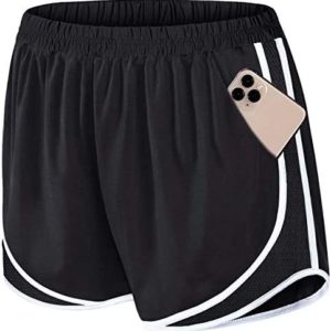 Fulbelle Running Shorts with Pockets Women Double Layer Athletic Workout Gym Shorts