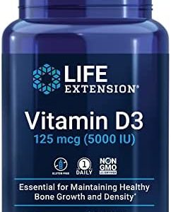Life Extension Vitamin D3 125mcg (5000 IU) – Supports Bone & Immune Health, Anti-Aging & Longevity Supplements– Non-GMO, Gluten-Free, Once Daily – 60 Softgels