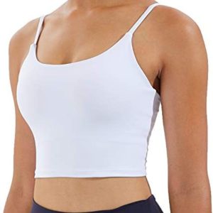 Women's Strappy Stretch Sports Bra Longline Yoga Tank Top Fitness Bra Workout Camisole Crop Tops for Teen Girl