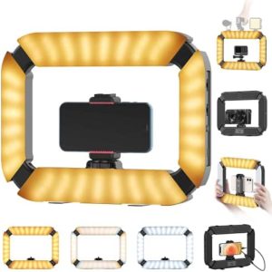 Smartphone Video Rig PICTRON U200 Handheld LED Ring Light Selfie Light Phone Video Stabilizer for Camera, Smartphone, Gopro, YouTube, Setup, Filmmaking, Makeup, Vlogging