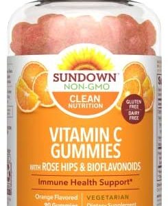 Sundown Vitamin C Gummies with Rosehips, Citrus Bioflavonoids, Non-GMO, Dairy-Free, Gluten-Free, Vegetarian, 90 Count