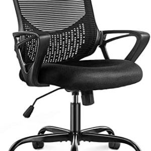 Office Chair, Desk Chair Mid Back Computer Chair Ergonomic Office Chair Mesh Computer Desk Chair with Lumbar Support Armrest, Executive Height Adjustable Swivel Task Chair for Women Adults