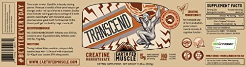 Earth Fed Muscle Transcend Creatine Monohydrate - 100% German Creapure, Muscle Recovery, Muscle Building, Cellular Energy Production - Gluten Free, Soy Free - Unflavored 5g per Serving, 60 Servings - Image 3