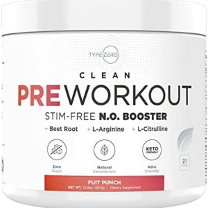 Ultra Clean Stim Free Pump Pre Workout + Nitric Oxide Booster (Fruit Punch) Beetroot, 7G Arginine Citrulline Malate, Betaine, Beta A, ACV+ - Sugar/Caffeine Free Natural Non Stim Preworkout Men & Women